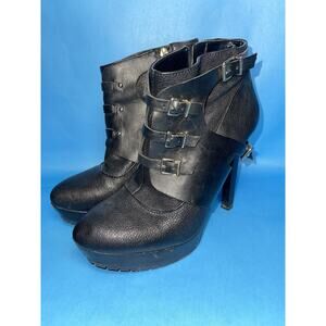 BCBGeneration Black Strappy Platform Ankle Boots Buckle Women’s 9M